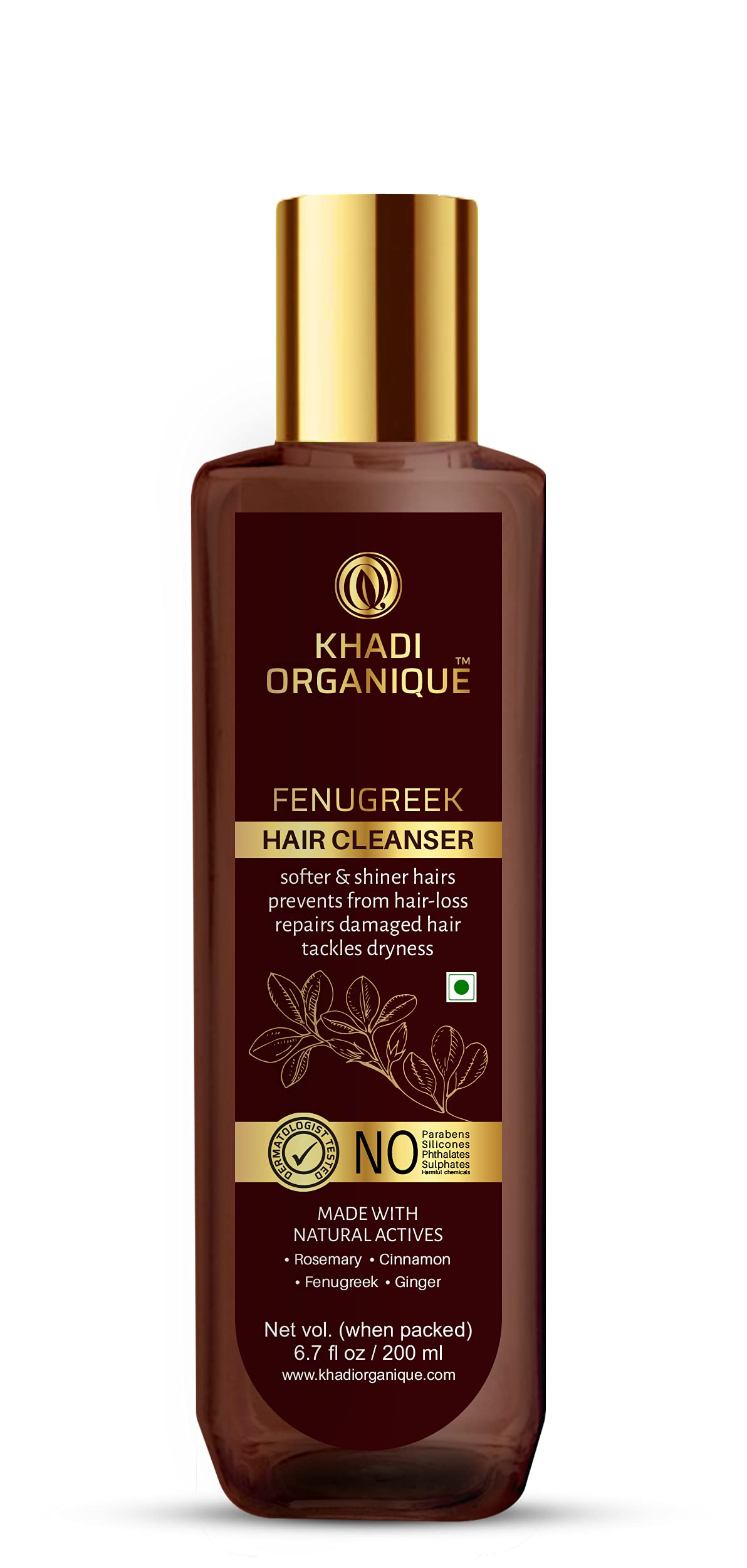 Khadi Organique Fenugreek Hair Cleanser/Shampoo No Parabens, Silicones, Phthalates, Sulphates No Harmful Chemical Cleanser 200 ML