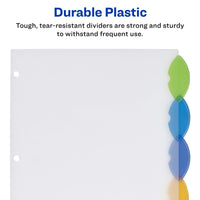 Avery Insertable Style Edge Plastic Dividers for 3 Ring Binders, 5-Tab Set, Multicolor, 1 Set (11200)