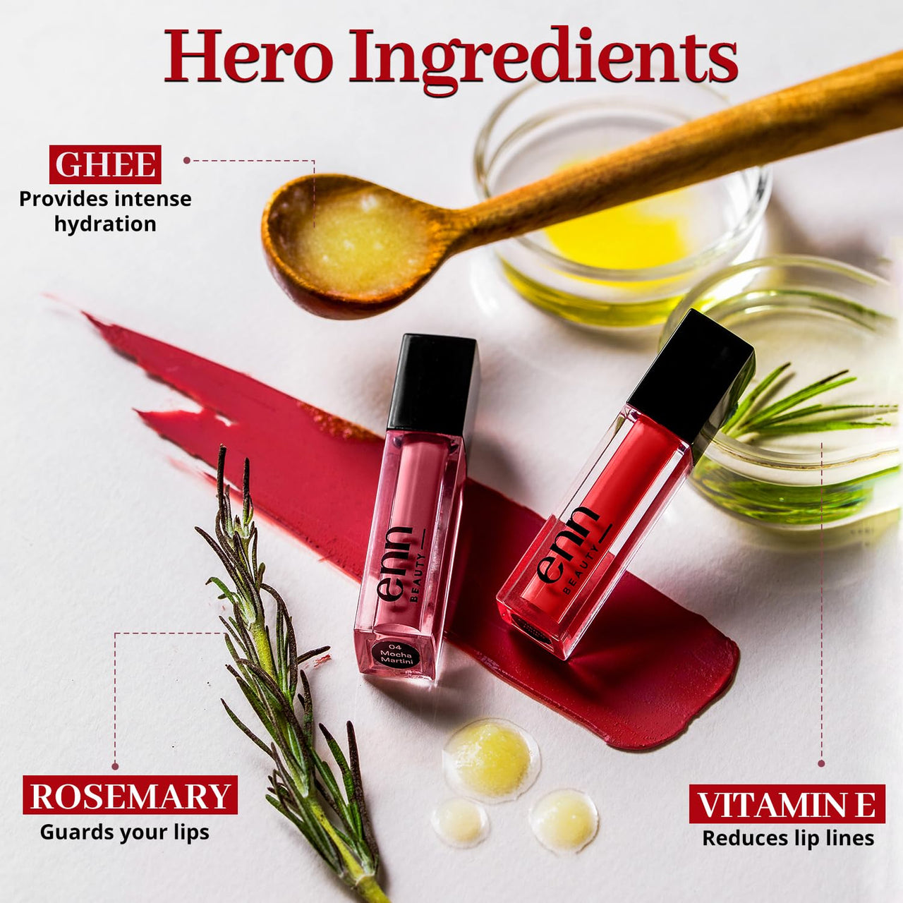 ENN Long Lasting Semi Matte Nourishing Soft Liquid Lipsticks Kit With 12 Hour Coverage | Transfer proof Highly Pigmented Godness of Natural Ingredients of Ghee | Vitamin-E | Argan Oil | Pack Of 5 Perfect Nudes