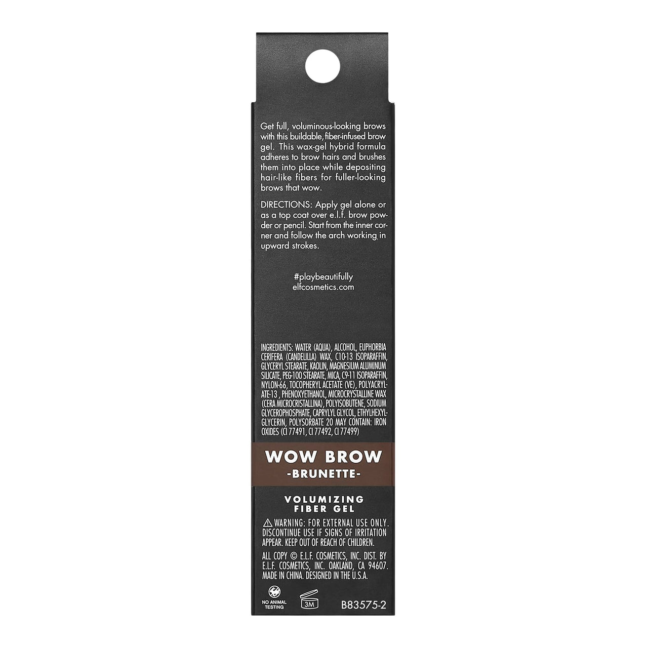 e.l.f, Wow Brow Gel, Volumizing, Buildable, Wax-Gel Hybrid, Creates Full, Voluminous-Looking Brows, Locks Brow Hairs In Place, Brunette, Fiber-Infused, 0.12 Oz