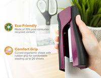 Bostitch Office Dynamo 4 in 1 Standup Stapler, Includes 420 Staples, 20 Sheet Capacity, Integrated Pencil Sharpener, Staple Remover & Staple Storage, Magenta