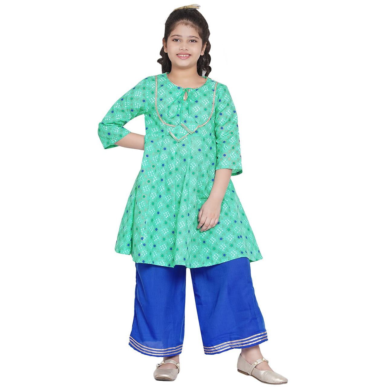 Bitiya By Bhama Girl's  Cotton Blend Kurta & Palazzo