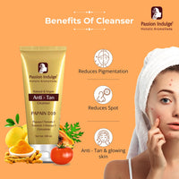 Passion Indulge Natural Papain D10 Cleanser 100ml & Papain D10 Facial Oil 10ml Combo Pack For Reduces Tan | Improves Tone & Texture | Glowing Skin With Papaya, Turmeric & Orange | All Skin Types | Vegan