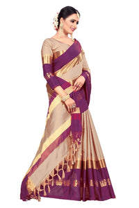 PAREVDEE Women's  Dobby Cotton Saree With Blouse Piece