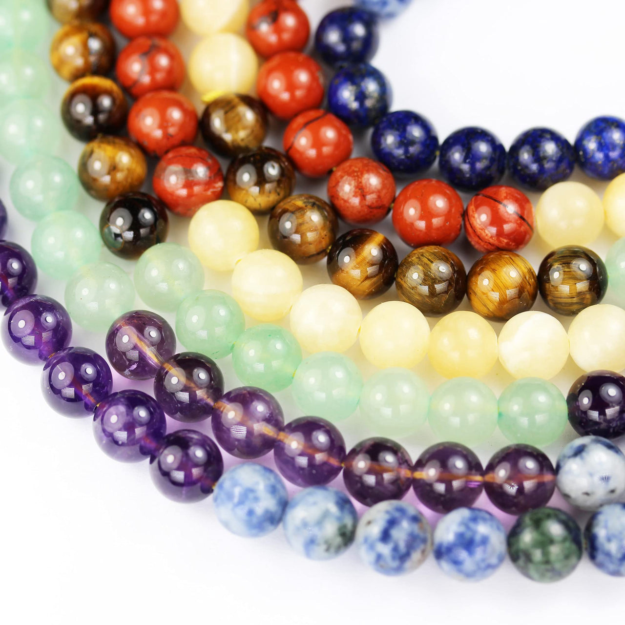 8mm Chakra Beads for Jewelry Making Energy Healing Crystals Jewelry Crystal Jewerly Beading Supplies 8mm 15.5inch About 46-48 Beads Chakra Beads/ Amethyst,Lapis Lazuli, Aventurine, Red Jasper, Blue Spot Jasper,Yellow Jade,Tiger eye