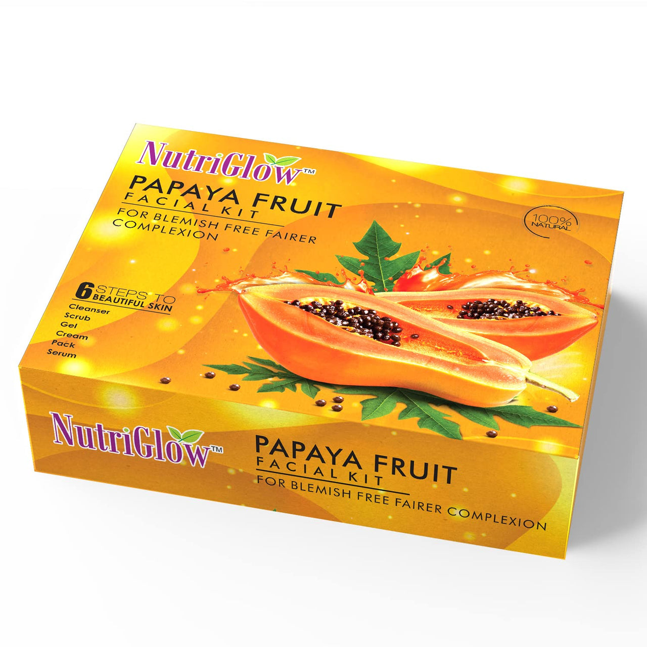 NutriGlow Papaya Fruit Facial Kit for Men, Women for Glowing Skin (250 gm + 10 ml)