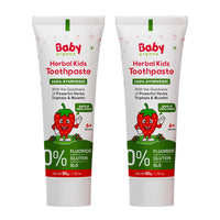 BabyOrgano® Herbal Toothpaste for kids l 100% Ayurvedic l Non Gel Formula l goodness of Babool and Mulethi l Strawberry Flavour l Fluoride & SLS Free l FDCA Approved - 50gm (Pack of 2)