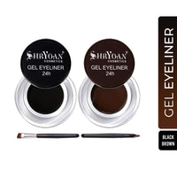 Shryoan 24-Hour Gel Eyeliner Duo - Black and Brown| Long-Lasting, Smudge-Proof | Gel Formula for Dramatic Eye Looks | Glossy Finish, Intense Colour |Travel Size - 4gm (Each)