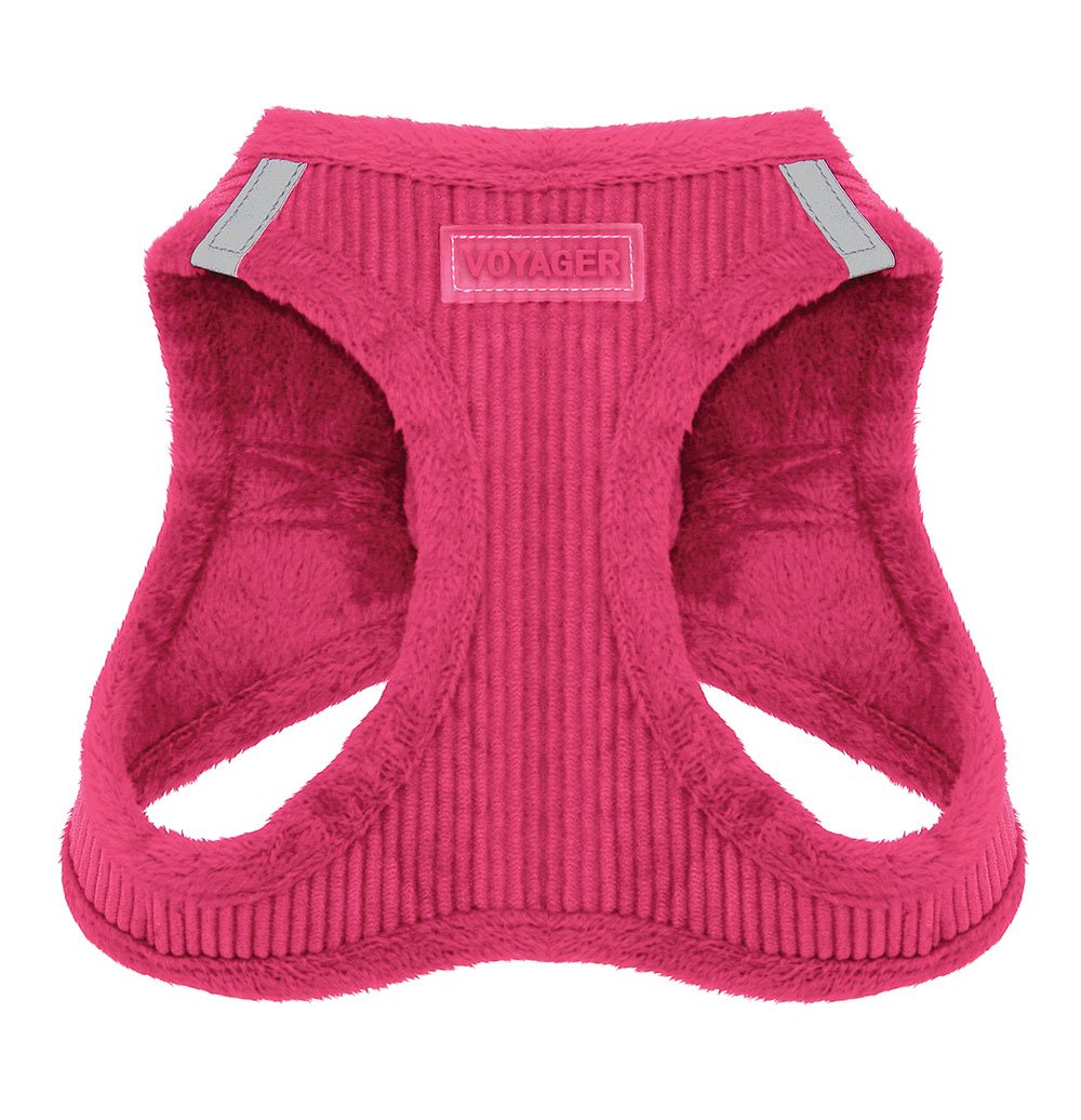 Voyager Step-In Plush Dog Harness  Soft Plush, Step In Vest Harness for Small and Medium Dogs by Best Pet Supplies - 1Fuchsia Corduroy, XS (Chest: 13 - 14.5")