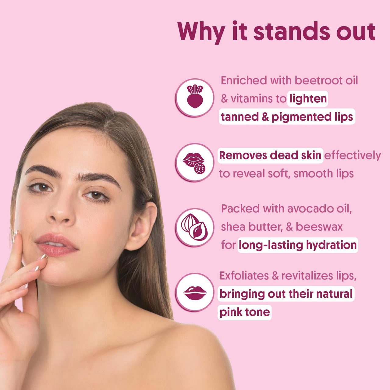 Aravi Organic Beetroot Lip Scrub with Shea Butter & Cocoa Butter – For Dark, Chapped & Pigmented Lips – Suitable for Men and Women – 15 gm