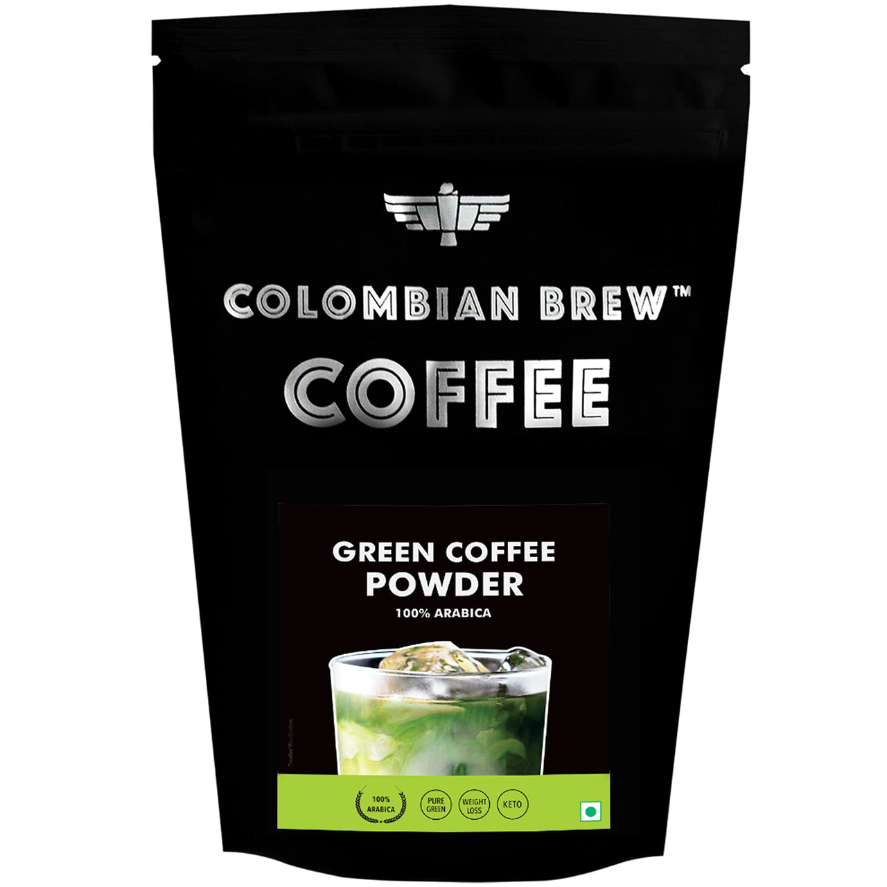 Colombian Brew Mint Chocolate Mocha Instant Coffee, No Sugar Vegan, 50g & Colombian Brew Coffee, 100% Arabica Green Coffee Powder 200g