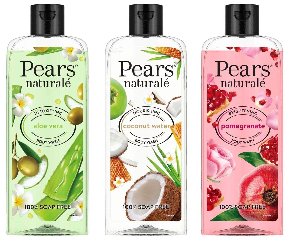 Pears Naturale Detoxifying Aloevera Bodywash, 250 ml-Nourishing Coconut Water Bodywash, 250 ml-Brightening Pomegranate Bodywash, 250 ml