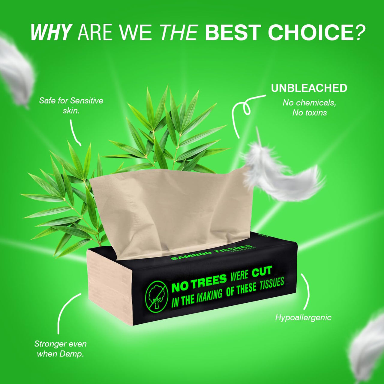 Beco Bamboo Super Soft Facial Tissue 100 Pulls (Pack of 12), 1200 Pulls 2 ply 100% Natural and Ecofriendly