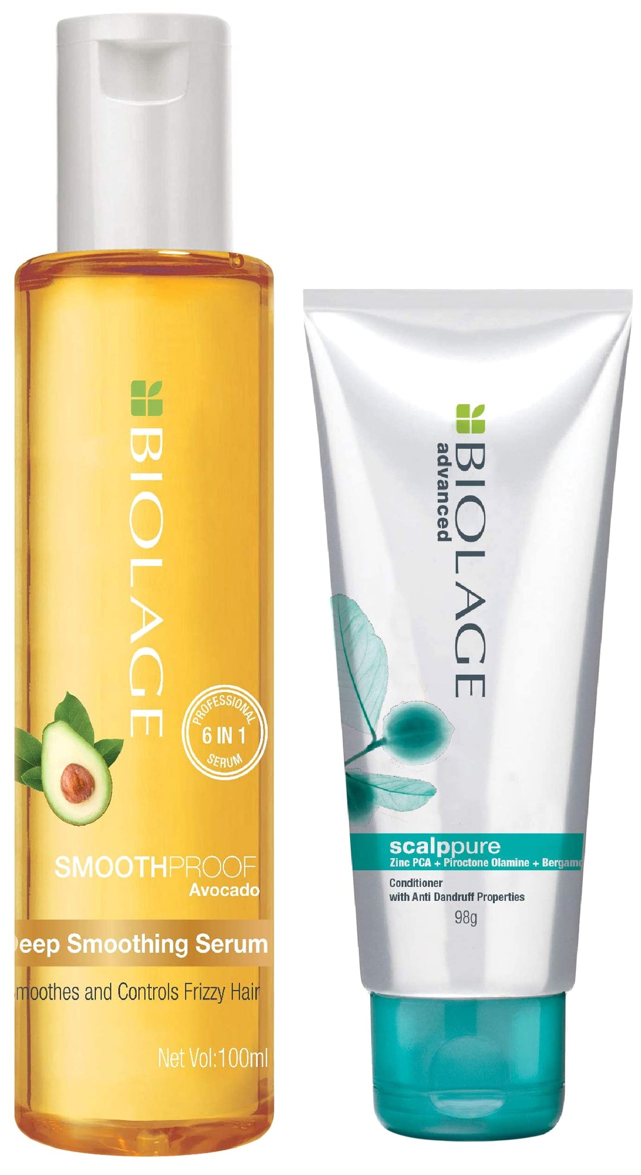 Biolage Smoothproof Deep Smoothing 6-In-1 Professional Hair Serum For Women & Men For Frizzy Hair & BIOLAGE Scalppure Conditioner For Dandruff Control