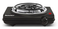 Elite Gourmet ESB100B Countertop Single Coiled Burner Electric Hot Plate, Temperature Control, Indicator Light, Easy to Clean, Black Coiled Single