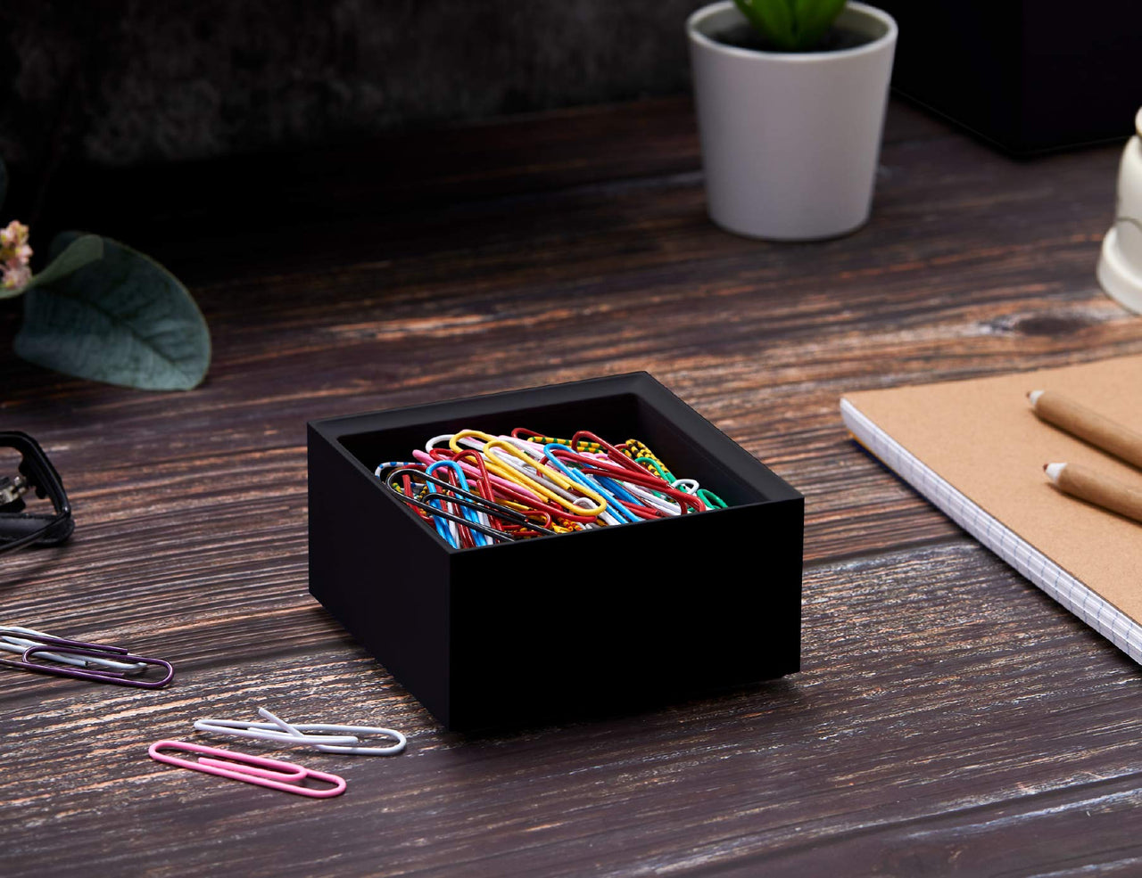 Bostitch Office Konnect Desk Organizer Accessory Tray & Storage Cup Bundle, Stacks for Desktop Storage, Black Storage Cup Kit