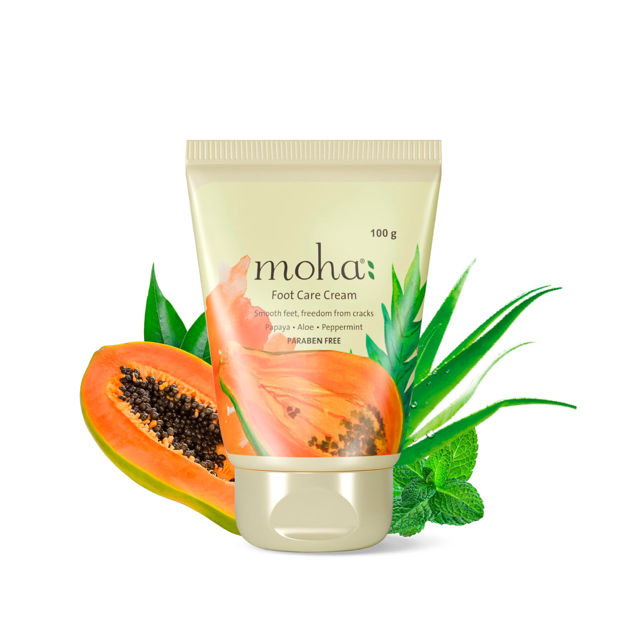 moha: Foot Cream For Rough, Dry and Cracked Heel, Feet Cream For Heel Repair With Benefits Of AleoVera, Papaya & Peppermint (100gm (Pack of 1))