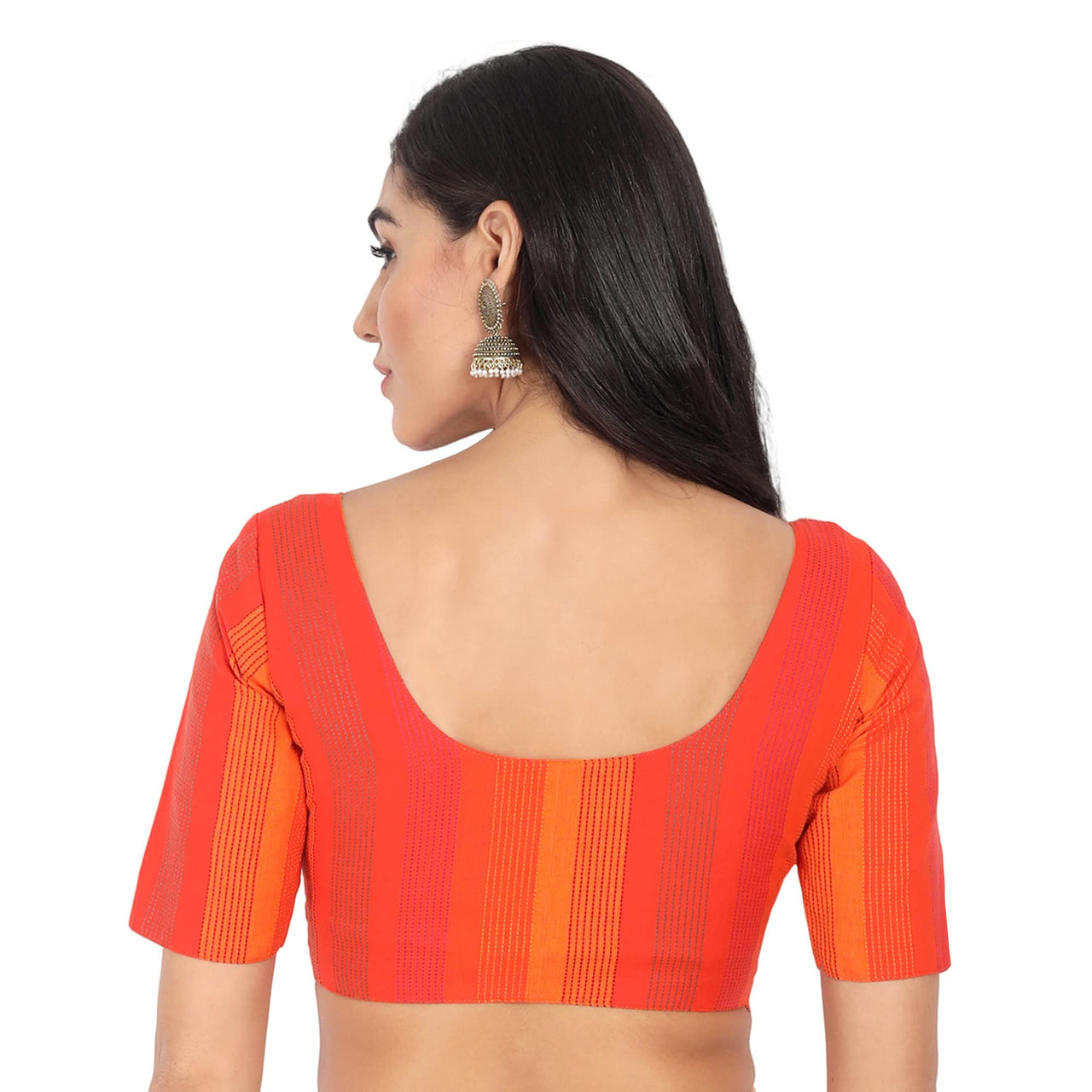 JISB Women's  Cotton Geometric Half Sleeve Blouse