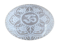 Amazing Gemstone Selenite Palm Stone - OM Engraved Hot Massage Worry Stone for Natural Body Chakra Balancing, Reiki Healing and Crystal Grid Selenite (Om Engraved)
