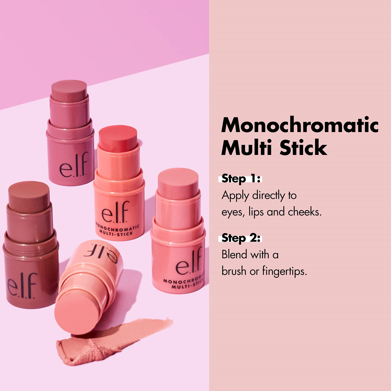 e.l.f. Monochromatic Multi Stick, Luxuriously Creamy & Blendable Color, For Eyes, Lips & Cheeks, Bronzed Cherry, 0.17 Oz (5g)