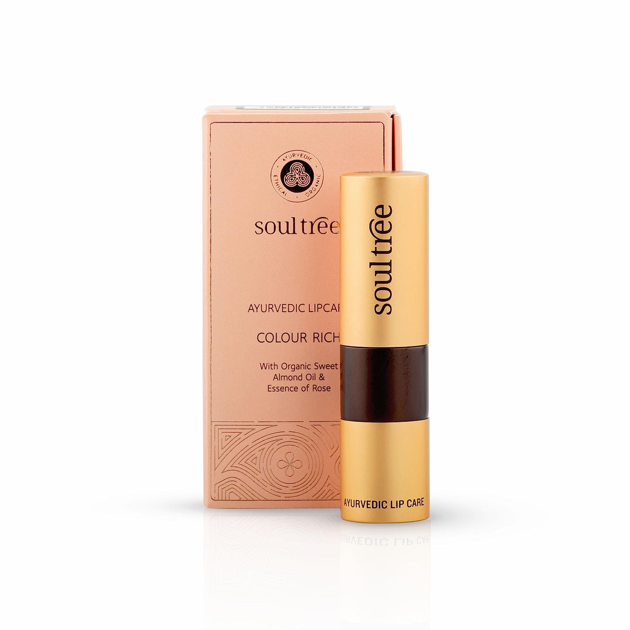 SoulTree Ayurvedic Lipstick - Cantaloupe 817, 4gm | Creamy Texture | Enriched with Organic Ghee & Almond Oil | Moistured & Nourished Lips | 4gm