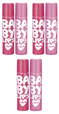 Maybelline New York Lip Balm, With SPF, Moisturises and Protects from the Sun, Pink Lolita & Baby Lips Cherry Kiss, Baby Lips, Berry Crush & Baby Lips Pink Lolita, 6 pack, 8g