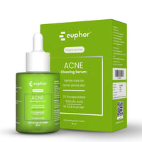 Euphor Acne Clearing Face Serum | Encapsulated Salicylic Acid, Natural AHA | enriched with Vitamin C, Niacinamide | Non-sticky, Non-greasy | Beginner-friendly Formulation for Young Adults and Teens | Acne Serum for Women and Men | 30 ml