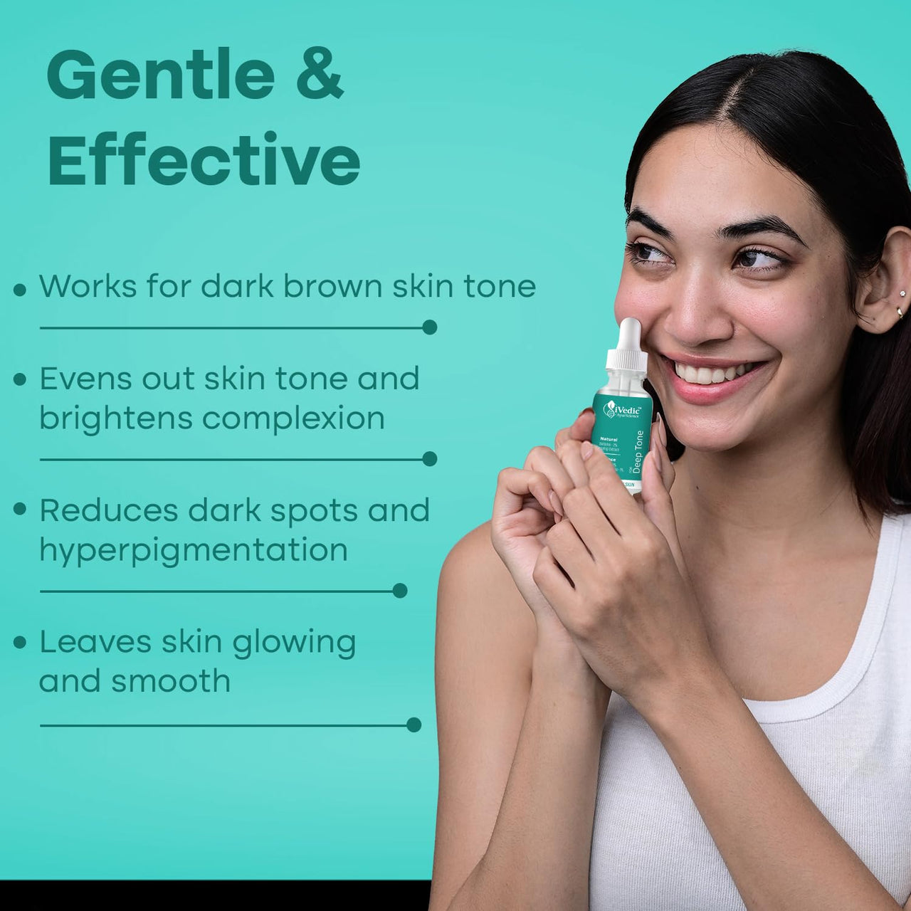 iVedic AyurScience Skin Brightening Serum for Women and Men (1% Hydrogen Aquaporin, 2% Squalene & Betaine 2%) Removes Tan For Even Skin Tone - Only Suitable for Dry Skin - 30 ml