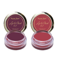 Seven Seas Lips & Cheek Tint Combo Pack of 2 | Matte Natural Blush for Women | Lip Tint with Vitamin E | Nourishing Cheek Tint (Wine Berry, Hippie Pink)