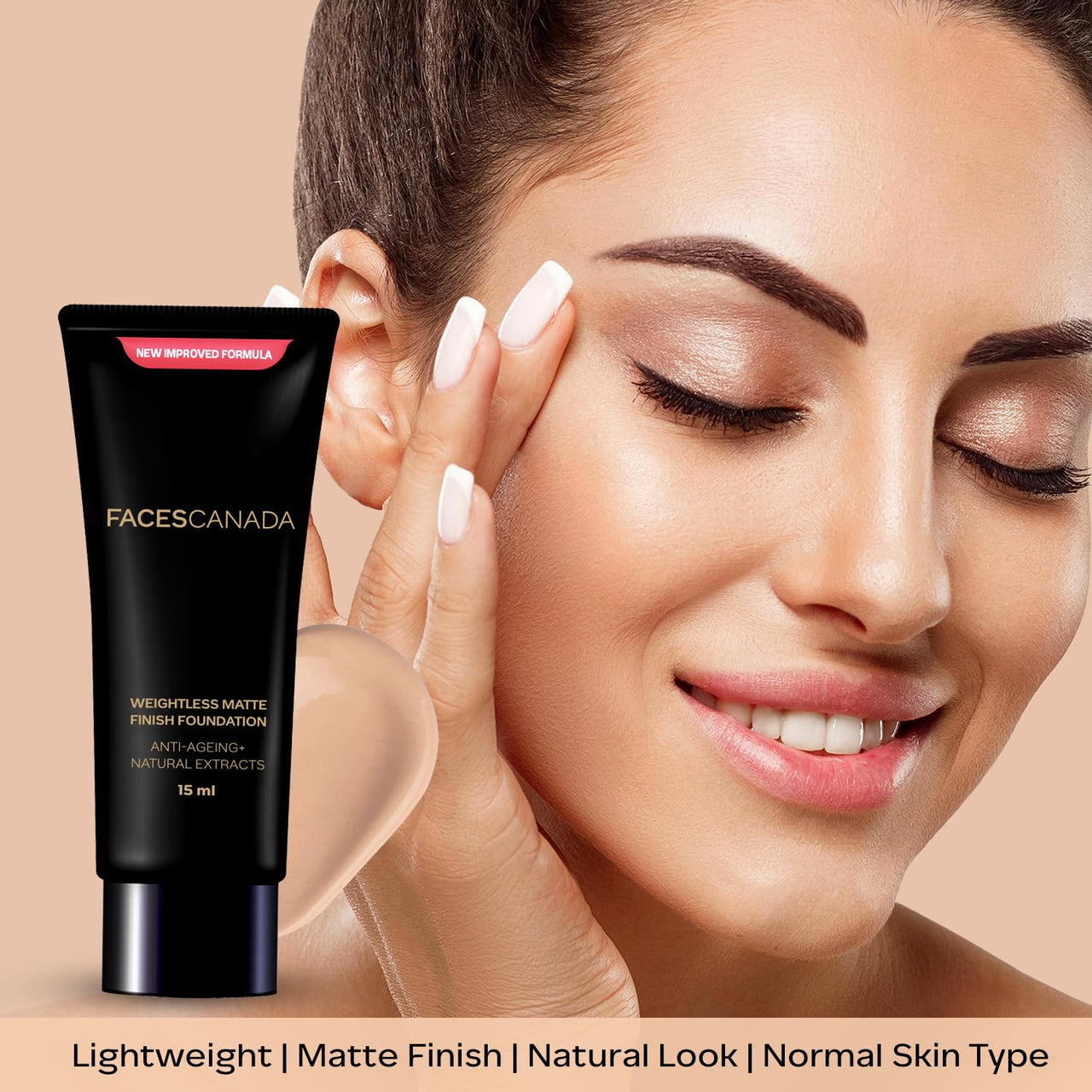FACESCANADA Weightless Stay Matte Compact Vitamin E & Shea Butter, Spf 20 Natural 02, 9 Gram & Weightless Matte Finish Foundation Mini 18 Ml, Ivory,All Type Skin, 1 Count, Beige
