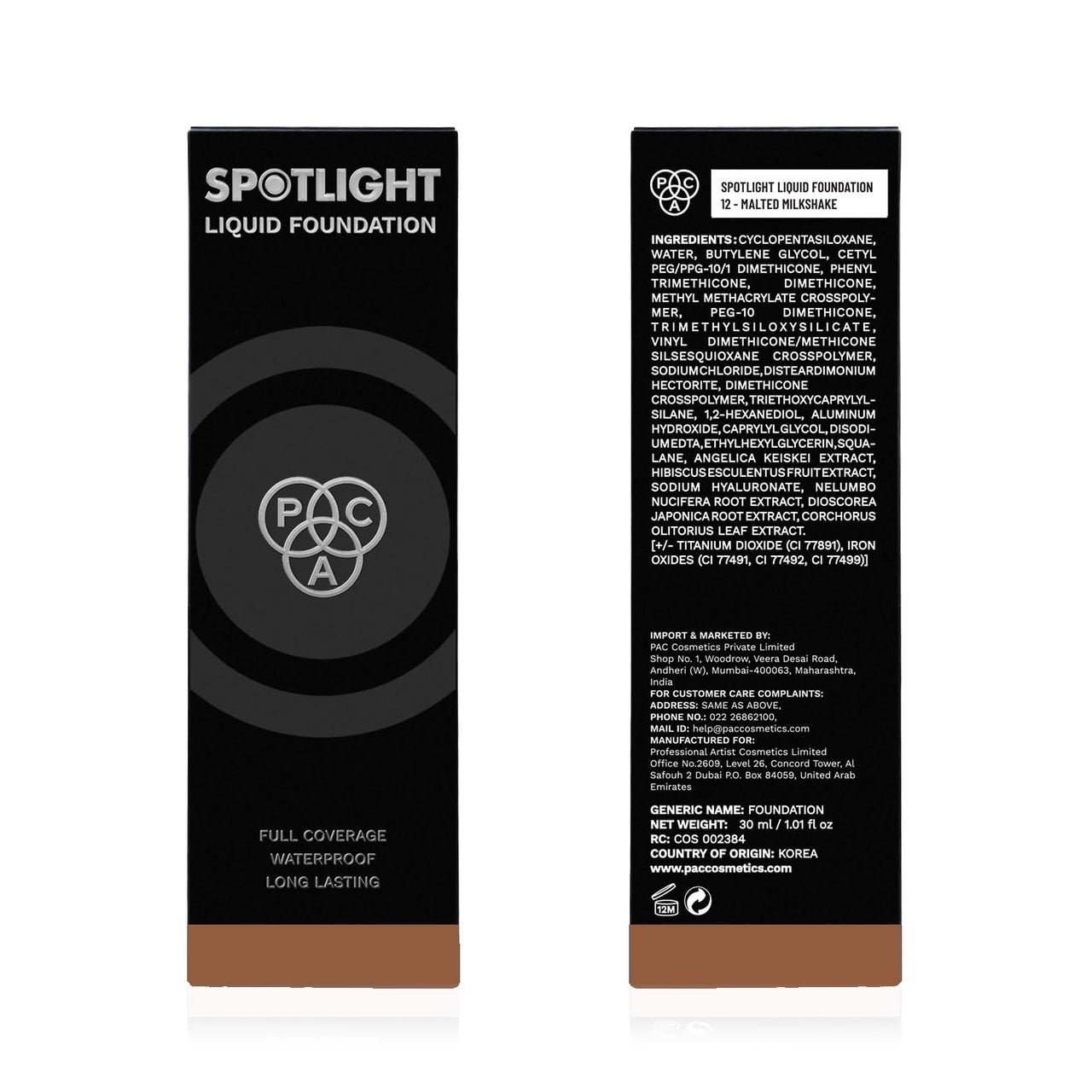 PAC Spotlight Matte Liquid Foundation - 12 (Malted Milkshake)