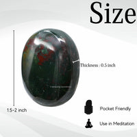 Bloodstone Palm Stone - Massage Worry Stone for Natural Body Chakra Balancing, Reiki Healing and Crystal Grid Bloodstone