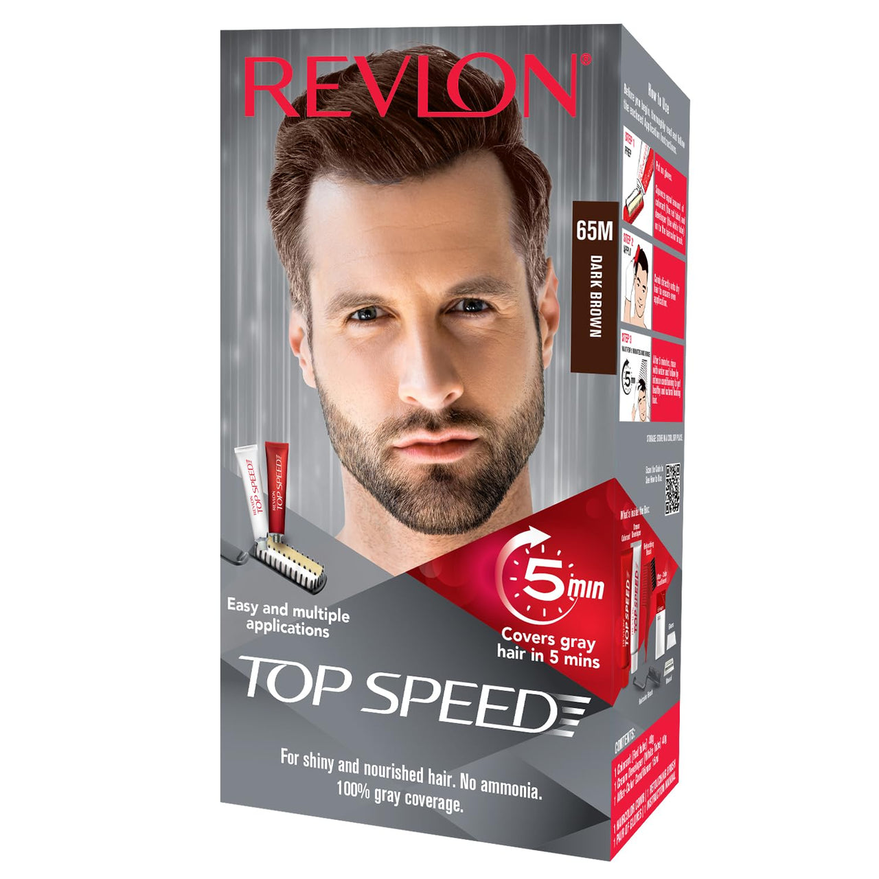 Revlon Top Speed Hair Color - Men -Dark Brown 65M
