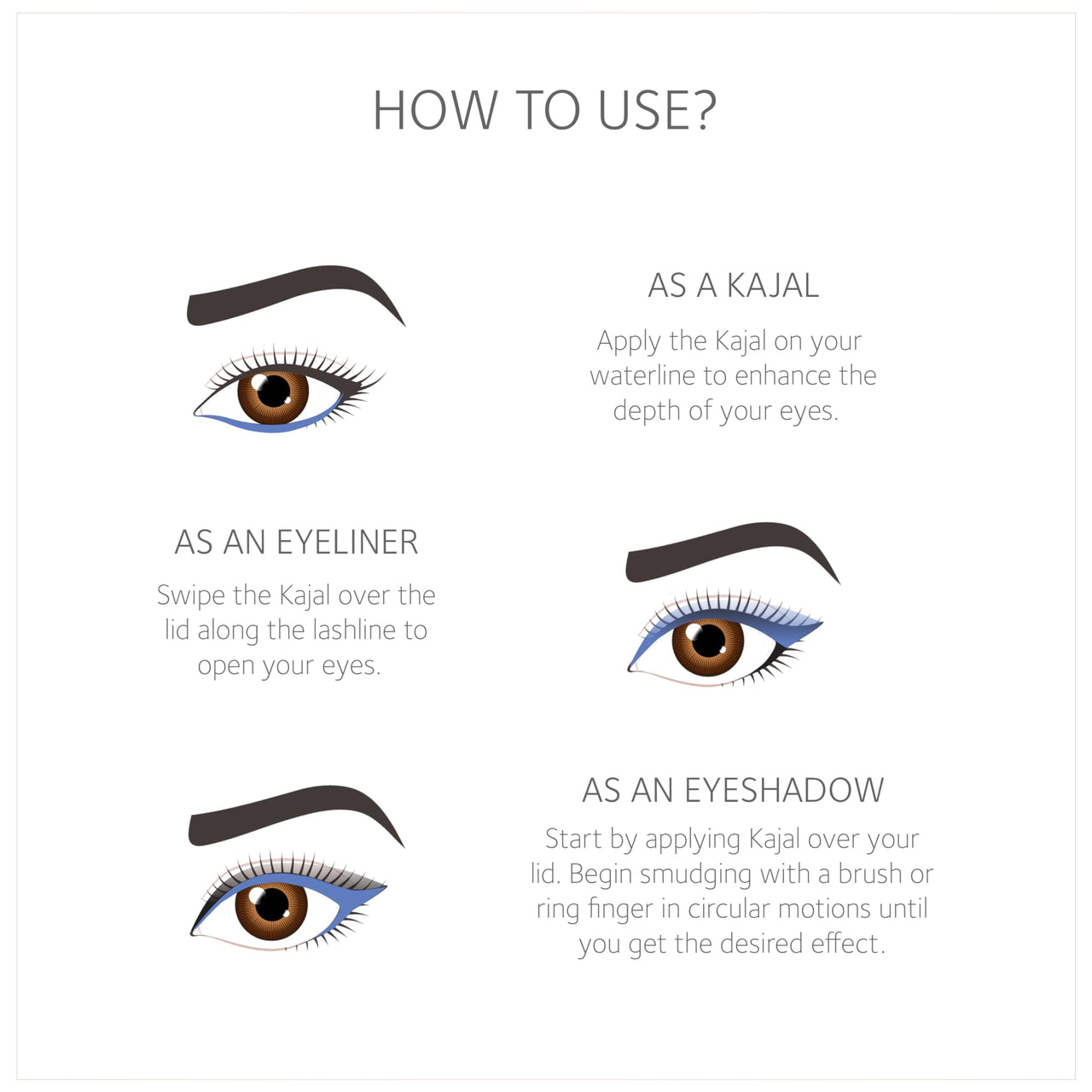 SoulTree Ayurvedic Kajal | Mood Indigo Kajal 006 | Blue Shade | Enriched with 100% Organic Ghee, Almond Oil & Camphor | Soothe, Cool & Nourish Eyes | 3gm