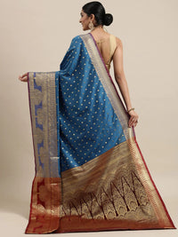 Pandadi Saree Women's  Banarasi Silk Saree With Unstitched Blouse Piece