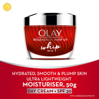 Olay Regenerist Whip Cream with SPF30 | Ultra Lightweight | Hydrated, Plump, Bouncy Skin | With Hyaluronic Acid, Niacinamide and Peptides | Normal, Oily, Dry, Combination Skin | 50g (Pack of 2)