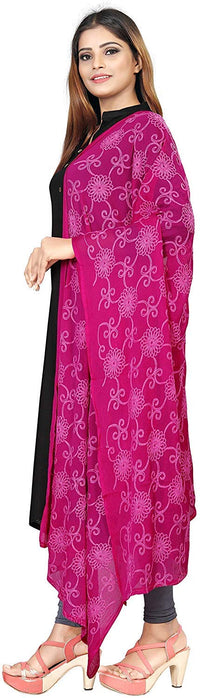AKSHAR LLC Women's  Designer Pure Chiffon Dupatta with Pure Cotton Thread Embroidery Work