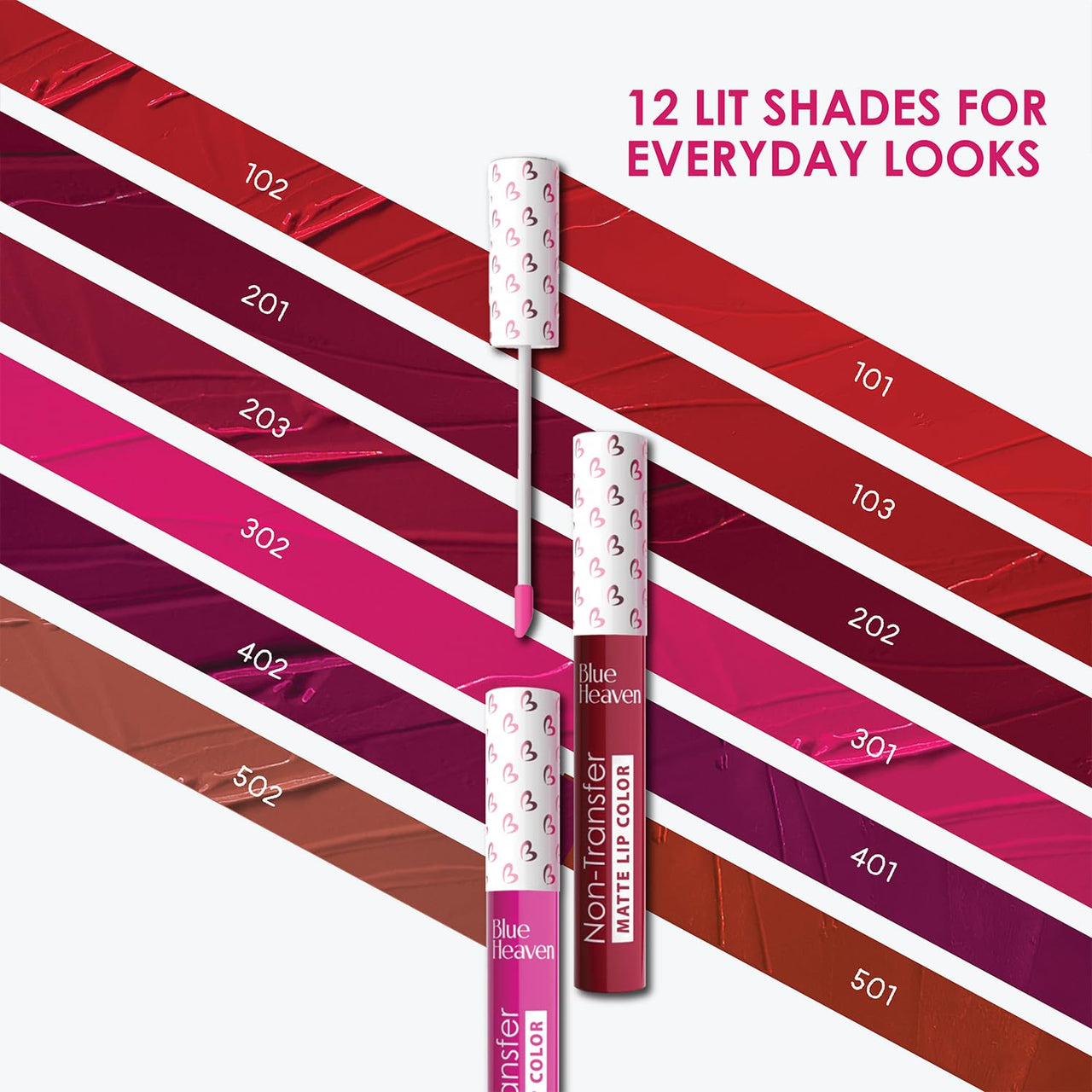 Blue Heaven Non Transfer Lip Color | Liquid lipstick Waterproof & Smudge Proof | Intense Pigment | Long-Lasting upto 8hr | Matte Finish with Hydrating Formula | 103 | 3GM