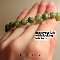 [Healing Trust] Green Jade Bracelet for Men Women Entrepreneur Business Luck, MONEY ATTRACTION Chakra Bracelets for Women, Bead Bracelets for Women, Maximum Money Wealth Abundance Bracelet, Prosperity Good Luck Feng Shui, Jade Bracelet Goals Manifestat...