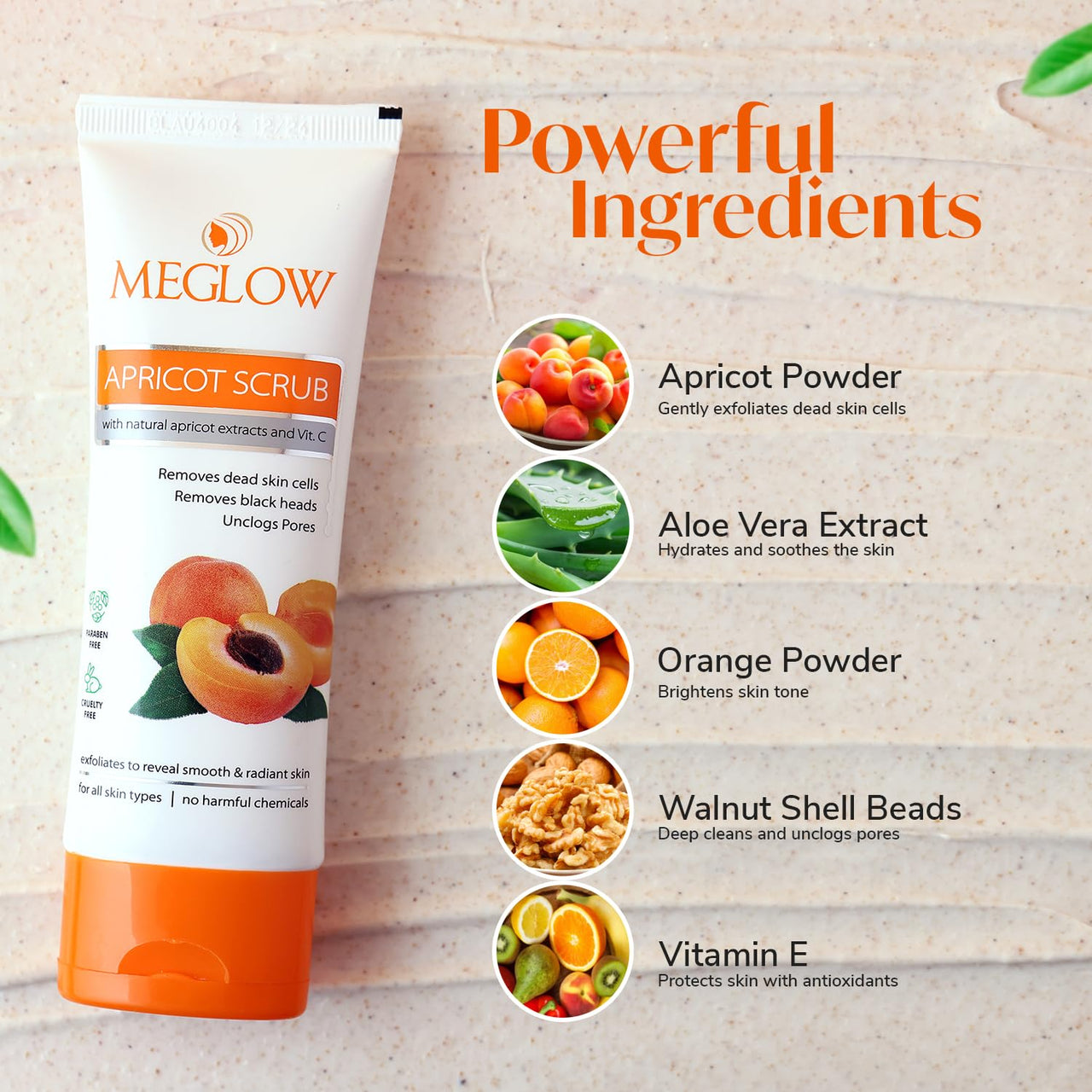 Apricot Scrub 70g | Gentle Exfoliation for Smooth, Radiant Skin | Deep Cleansing with Apricot & Walnut | Hydrating & Nourishing with Aloe Vera & Vitamin E Pack of 2 (70g each)