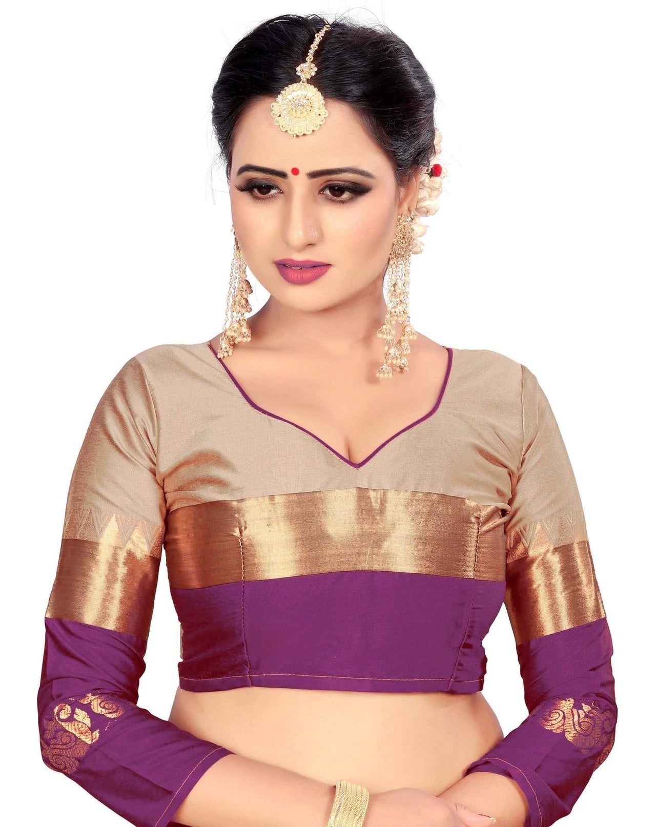 PAREVDEE Women's  Dobby Cotton Saree With Blouse Piece