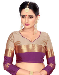 PAREVDEE Women's  Dobby Cotton Saree With Blouse Piece