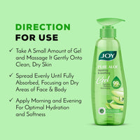 Joy Pure Aloe Vera Gel for Face & Body (300ml) with Natural Moisturisers & Pro Vitamin B5 | 99% Pure Aloe Gel for Hydrating Dry & Damaged Skin | Non Sticky & Quick Absorbing