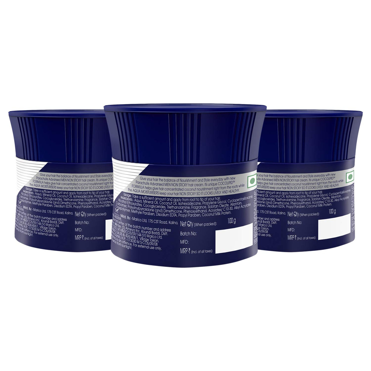 Parachute Advansed Hair Cream for Men, 100ml (Pack of 3)|Hair Cream After Shower |Non Sticky Oil Replacement Hair Cream |Goodness of Coconut