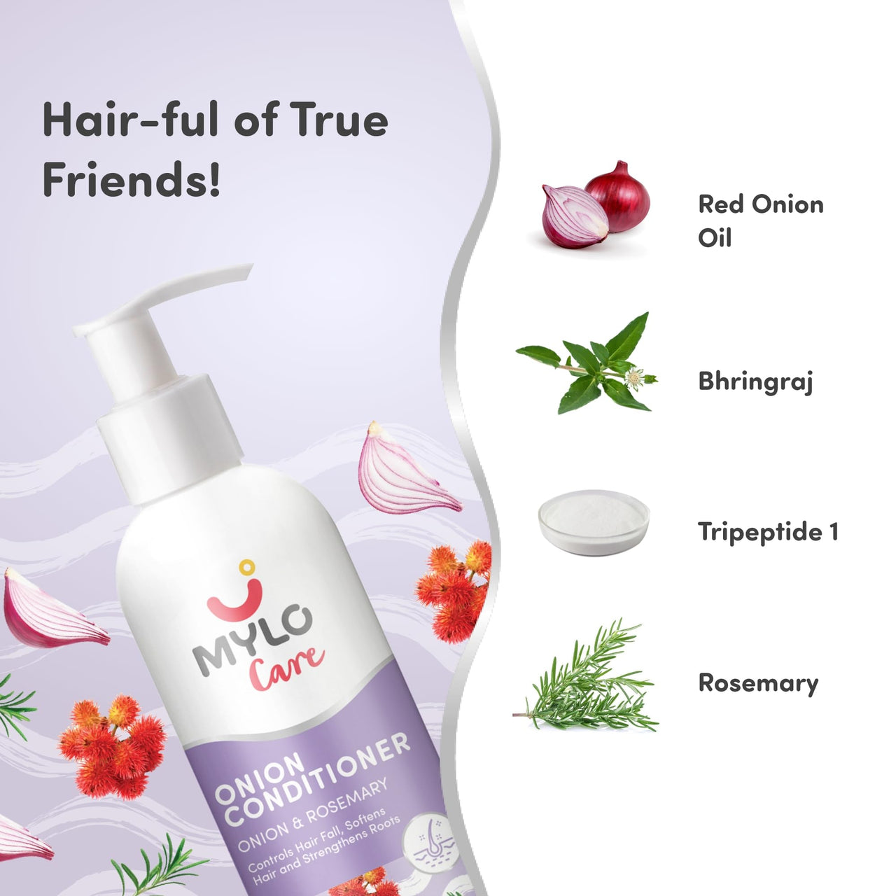 Mylo Care Anti Hair Fall Conditioner (200 ml) with the Goodness of Red Onion, Strengthens Hair and Stimulates Growth|All natural|No Sulphate & Silicones|No Parabens|No Mineral Oil