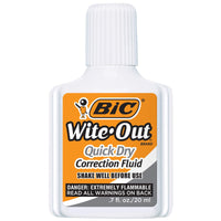 BIC Wite Out Quick Dry Correction Fluid, .07 oz, White, Goes on Easy With A Reduced Dry Time, 12-Count Pack
