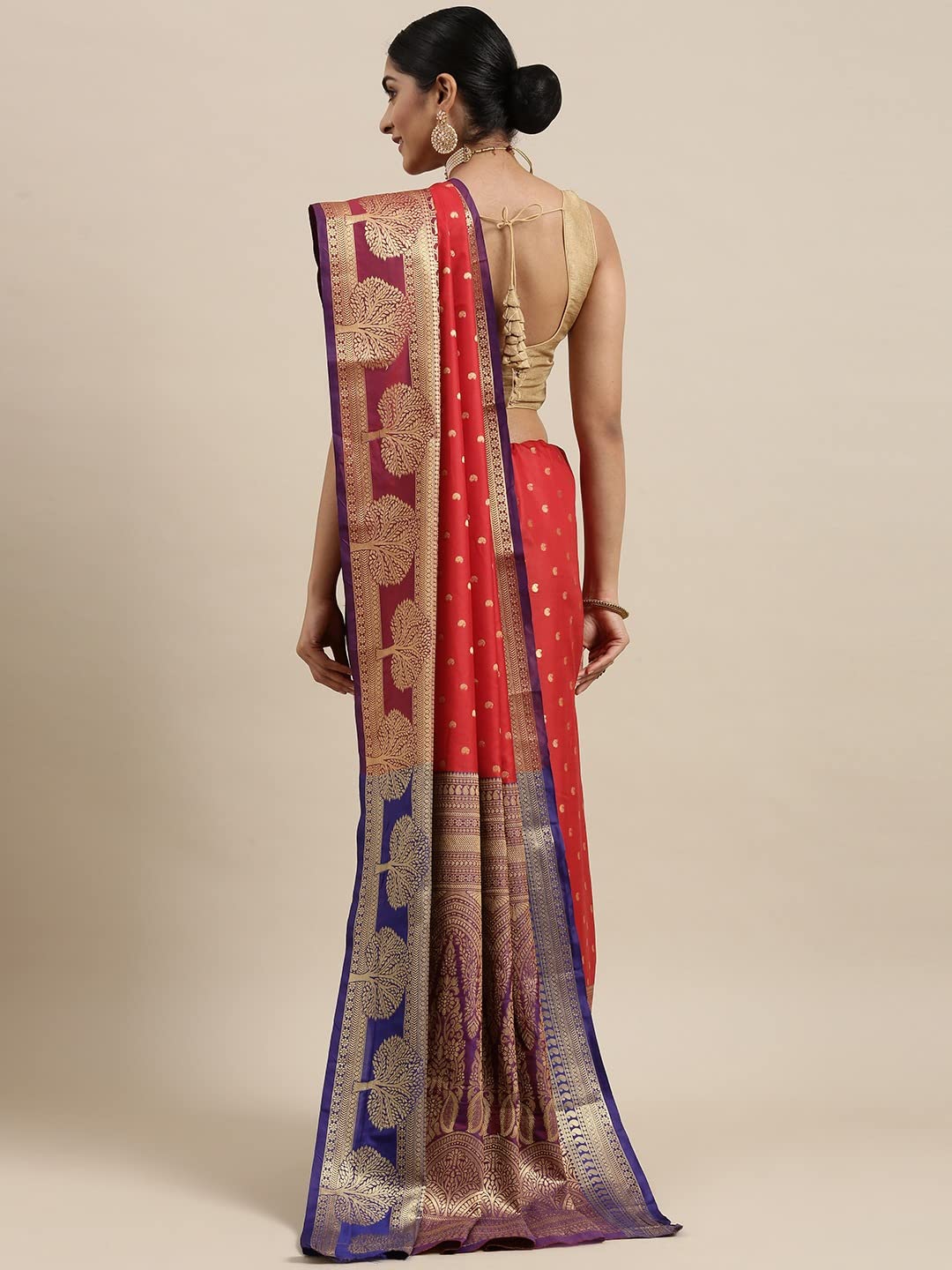 Pandadi Saree Women's  Banarasi Silk Saree With Unstitched Blouse Piece