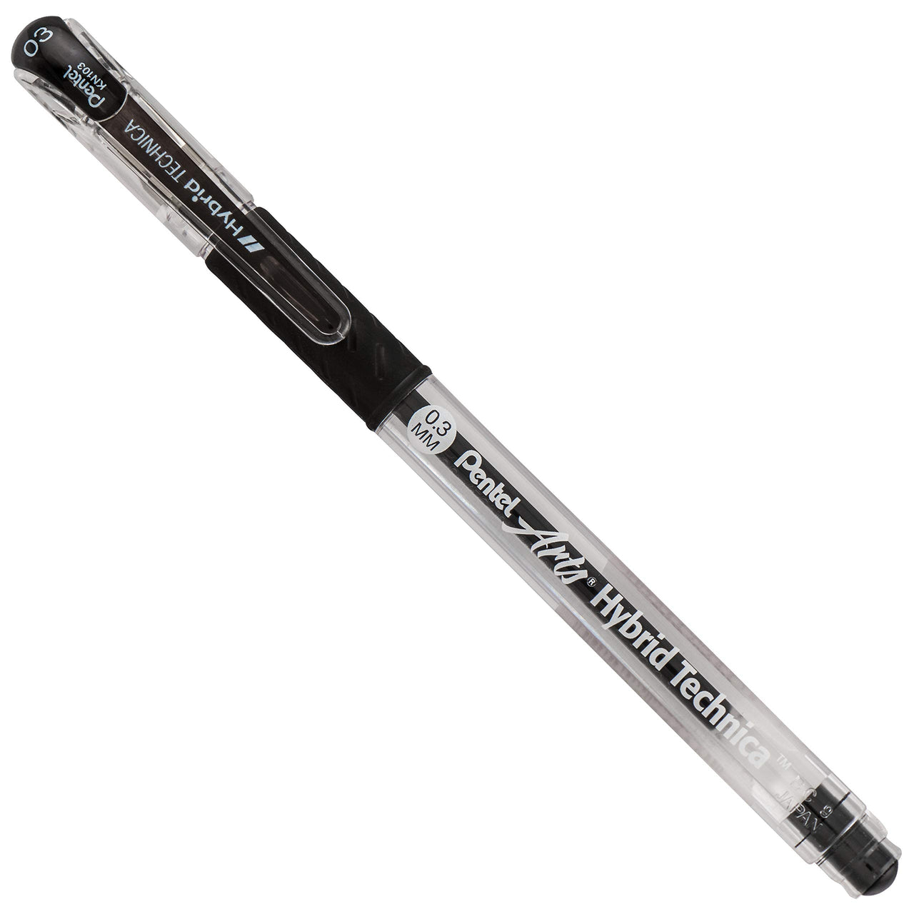 Pentel Arts Hybrid Technica 0.3 mm Pen, Ultra Fine Point, Black Ink, 1 Pack (KN103BPA) 1 Count (Pack of 1) 0.3mm