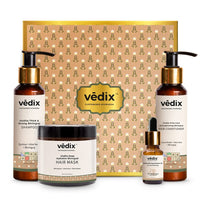 Vedix Bhringadi Hair Fall Kit - Customized Ayurvedic Care With Booster Oil, Shampoo, Conditioner, and Mask - Gift Pack of 4 (310 ml)