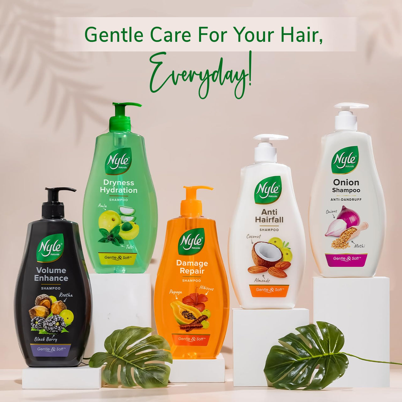 Nyle Naturals Anti-Hairfall Shampoo | For Hairfall Control | With Coconut Milk, Badam and Amla |Gentle & Soft Shampoo For Men & Women |800ml